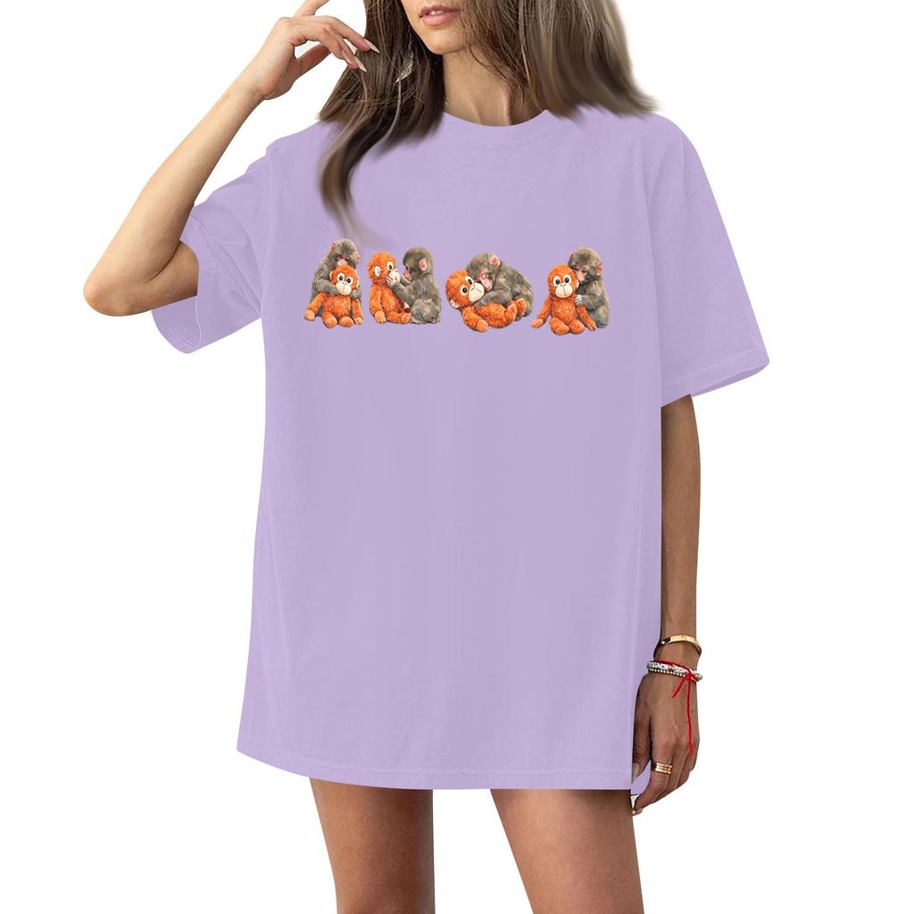 Dam T-shirt med tryck och rund hals och korta ärmar