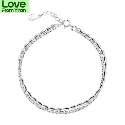925 Sterling Silver Chain Bracelet For Women Double Layer Beads Bracelet Fine Jewelry Gifts