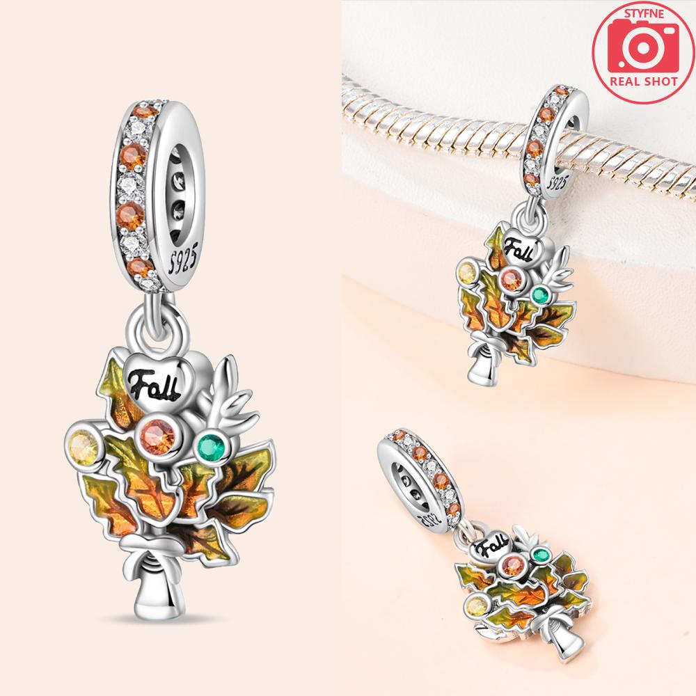 Charm Bead Charms Copper Authentic Heart Plant Lily of The Valley Rose Shamrock Bead Charms Compatible With Bracelets Jewellery Women Diy Gift