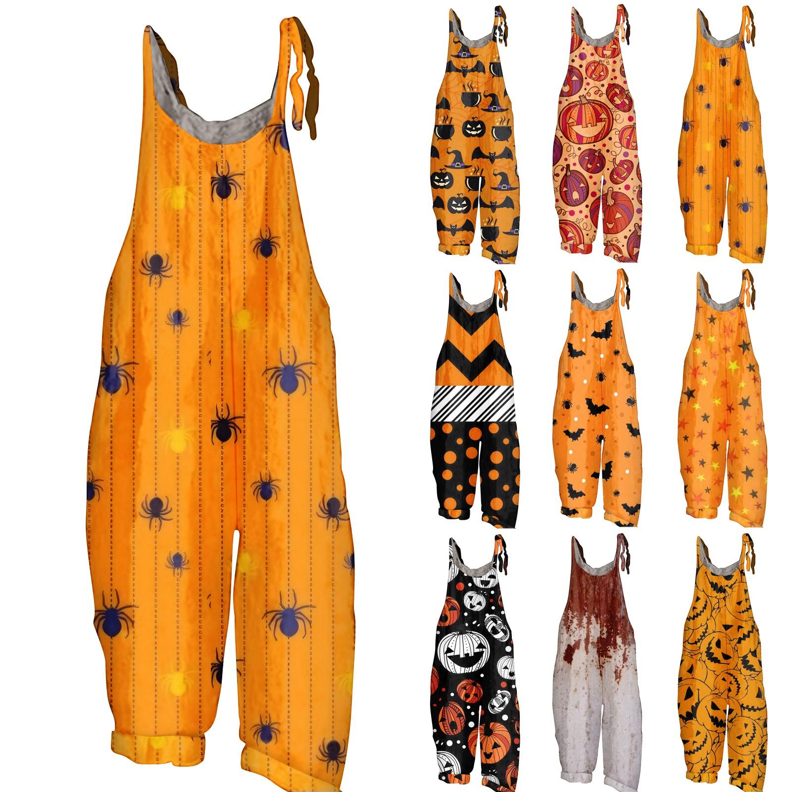 

Женский комбинезон с принтом, повседневные свободные ретро-бретельки из хлопка и льна