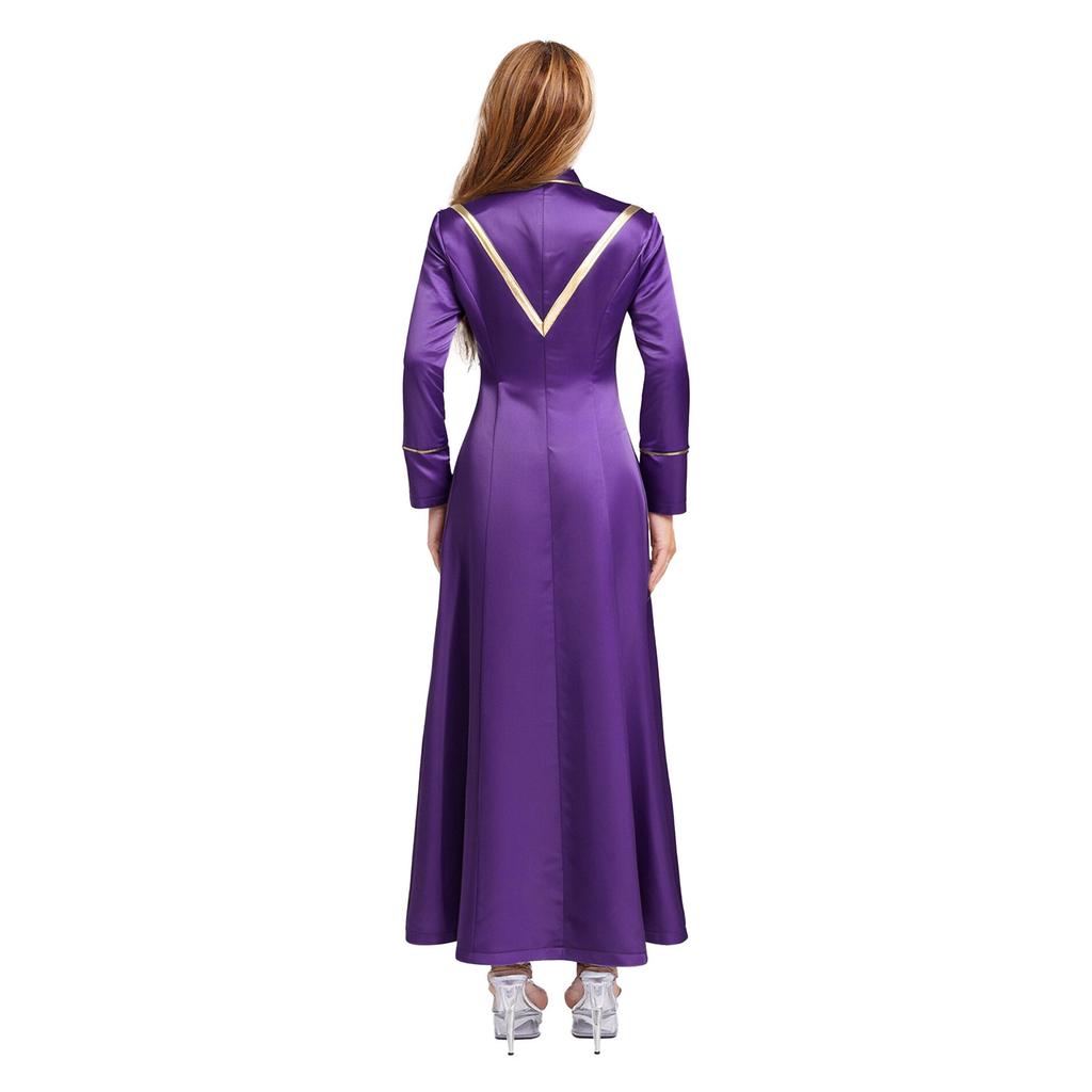 Tuniche da Sacerdote Clerico Ricamate con Croce Manica Lunga Zip Posteriore Lunga