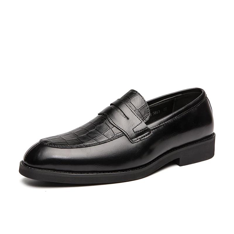 Fashion New Luxurious Classic Crocodile Pattern Business Shoes Men Designer Formal Dress Leather Shoes Men's Loafers Wedding Party Shoes