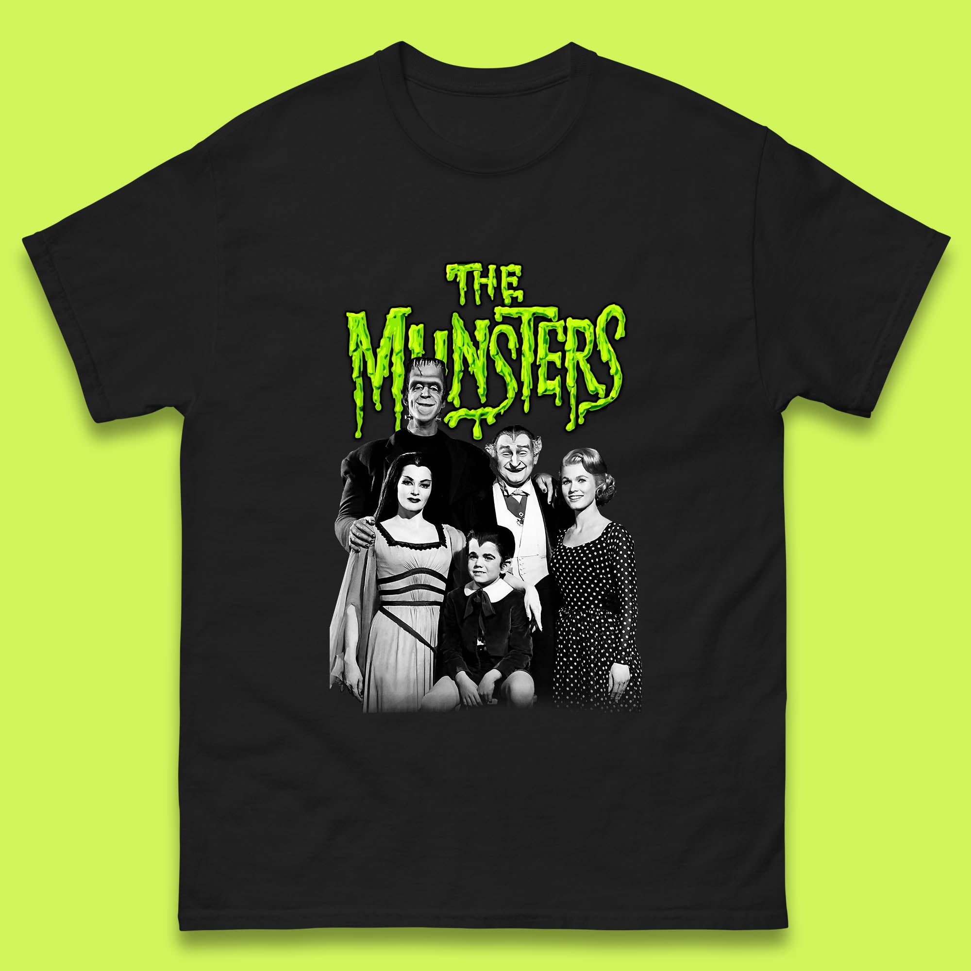 Vintage The Munsters Family TV Series Halloween Frankenstein Horror Scary Mens Tee Top 4XL