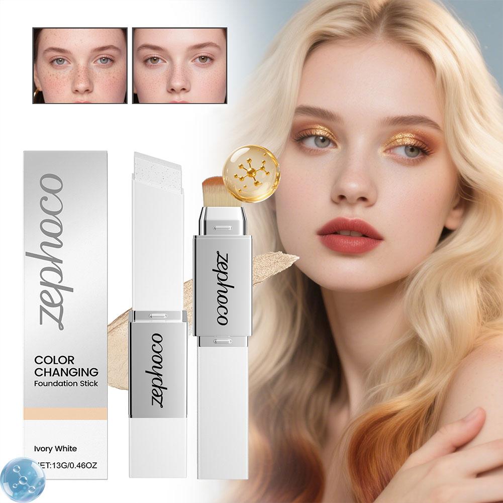 ZEPHOCO 2 In 1 Color Changing Foundation Make-up Stick Long Lasting Moisturizing Makeup High Concealer Power Makeup Korean