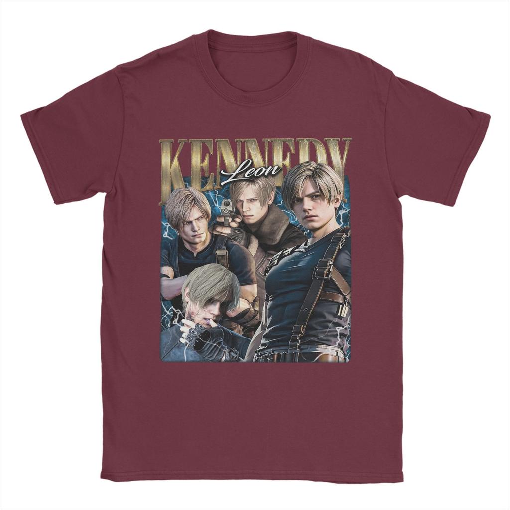 Leon S. Kennedy Residents Evils Pánská bavlněná trička s novinkovým potiskem s kulatým výstřihem, tričko s krátkým rukávem, topy nadměrných velikostí