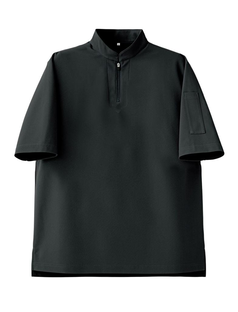 Seven Uniform CU1966-9 Black LL Zip-Up Stand Collar Short Sleeve T-Shirt