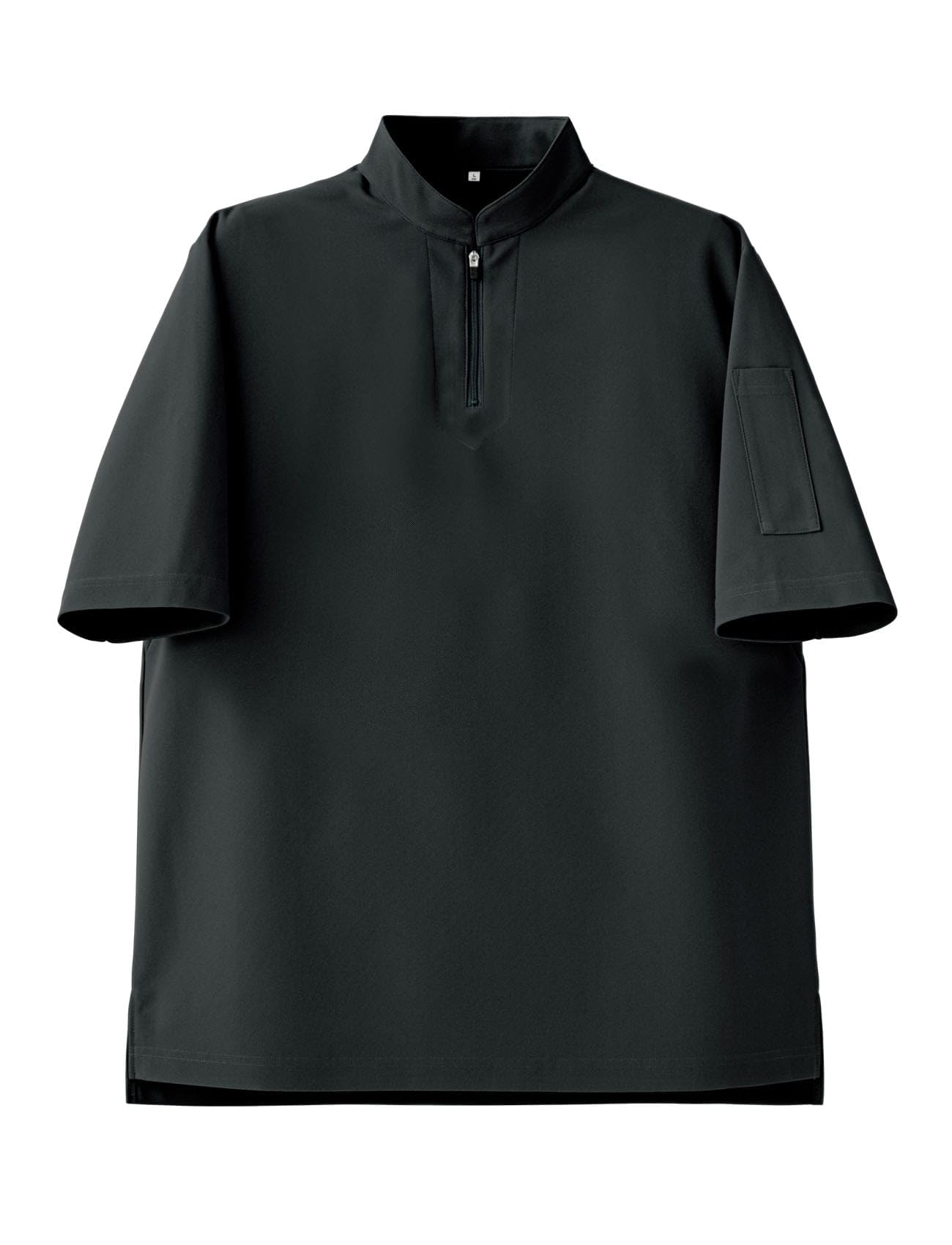 

Seven Uniform CU1966-9 Black LL Zip-Up Stand Collar Short Sleeve T-Shirt