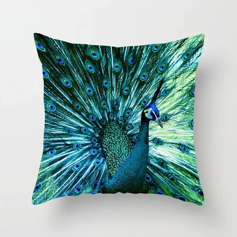 45*45cm Creative Peacock Feather Series Pillowcase Art Life Home Decoration Sofa Office Seat Waist Cushion  Cover