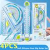 4pcs Soft Silicone Straight Ruler Non Slip Triangle Rulers Simple Stationery Ruler  School Office