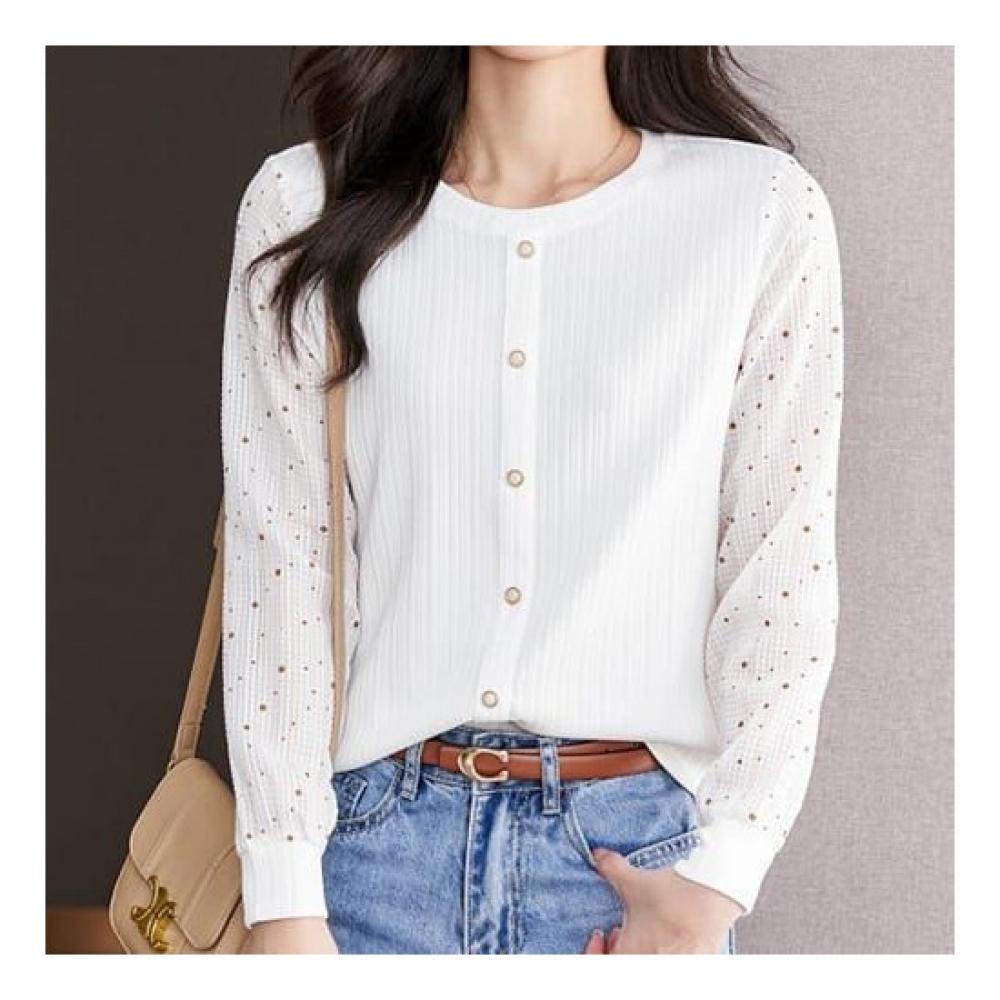 Navava NT1387 Casual Mini DoT Long Sleeve Round Neck T shirT