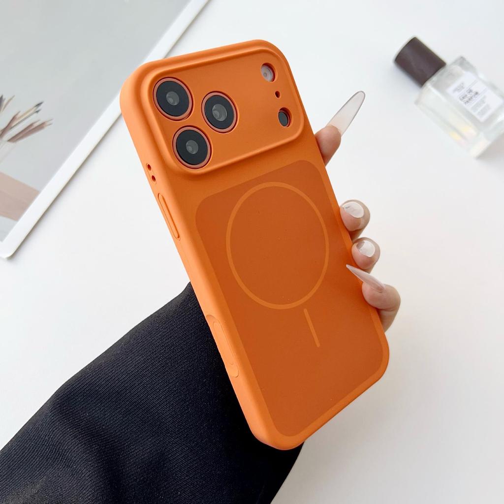 iPhone 17 PRO MAX Magnetic Shockproof Case: Liquid Silicone, Contrasting Color, Thin Ring Holder, Fits Apple 16
