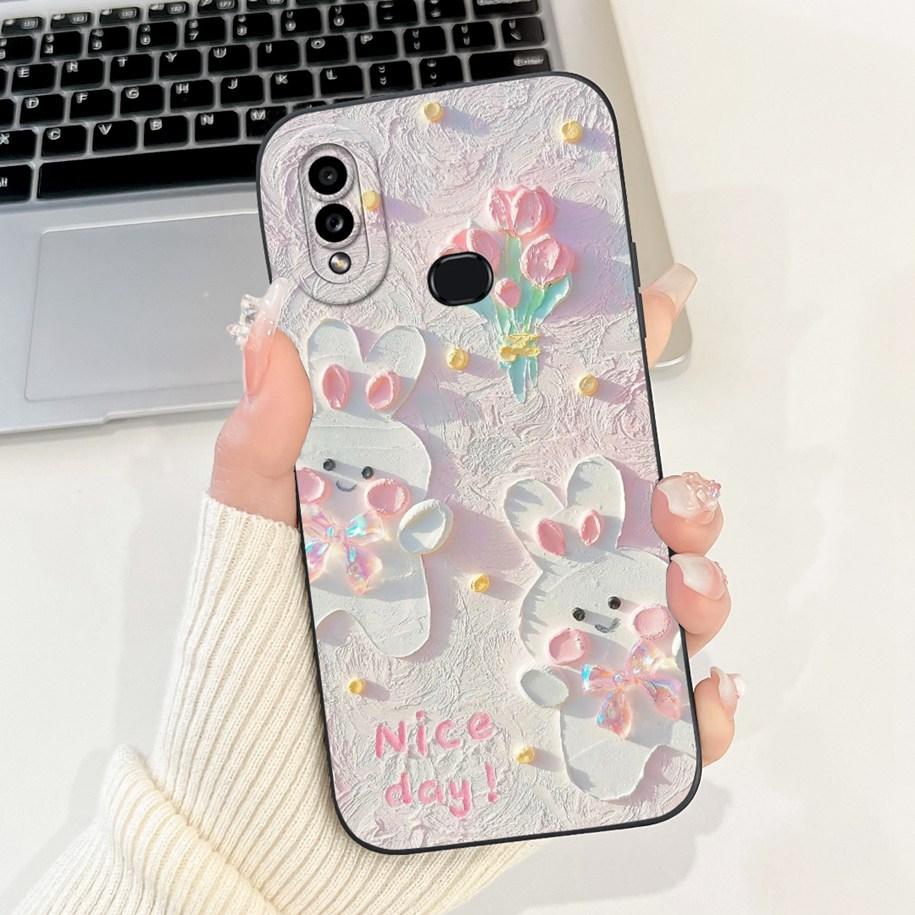 For Samsung Galaxy A10 A10S M01S Phone Case Fashion Flower Back Cover Liquid Silicone Protector on Samsung A 10 Shockproof Funda
