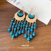 Acrylic beaded engraved moon fringed ear hook retro ethnic style niche earrings light luxury high-end earrings women