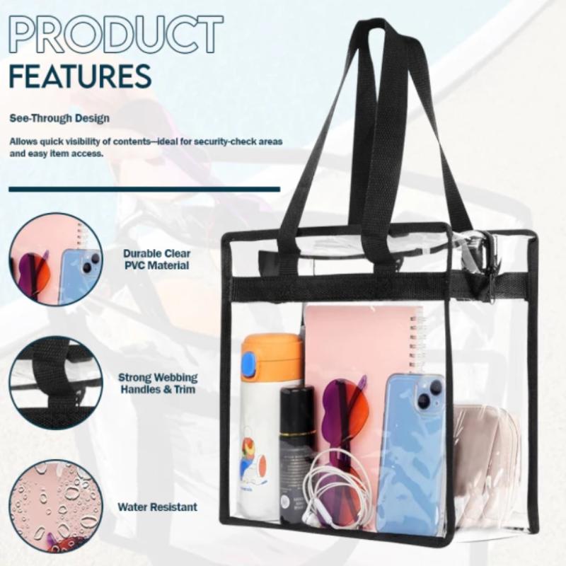 Sac Fourre-tout Transparent Imperméable pour Femme Mode Transparent Approuvé pour les Stades Sac à Main pour Événements Sportifs Concerts Voyages