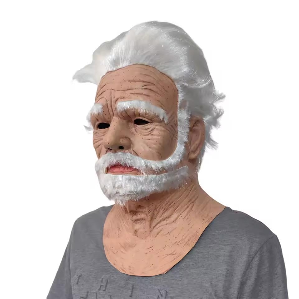 Halloween Old Man Mask Realistic Vicissitudes Simulation Full Face Mask Role Play School Party Gathering Game Head Cover