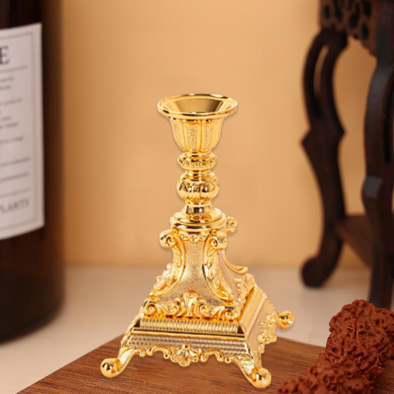 European Tower Shape Candle Holder Vintage Metal Candlestick Ornaments Wedding Decoration Party Christmas Home Decor
