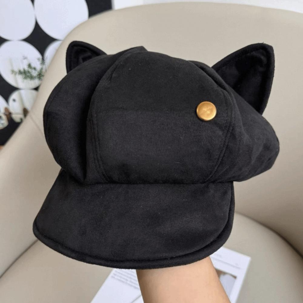 Cute Cat Ears Women s Beret Anime Japanese Style Newsboy Cap Cat Paw Pattern Sweet Baseball Cap Everyday Outfits
