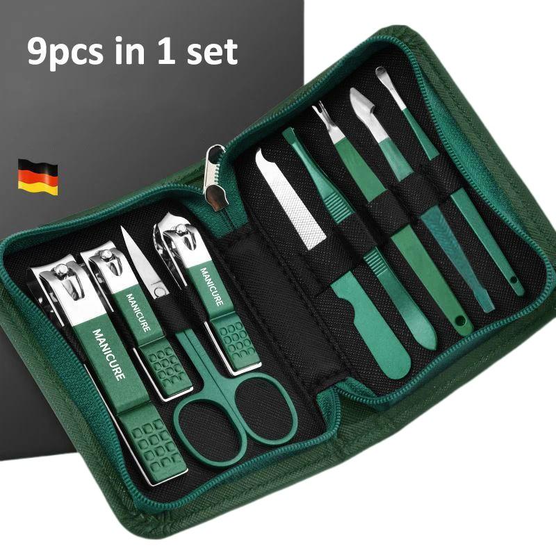 6-9 Pcs Manicure Set With Leather Case Professional Foot And Face Care Tool Kits Stainless Steel Nail Clipper Sets Present