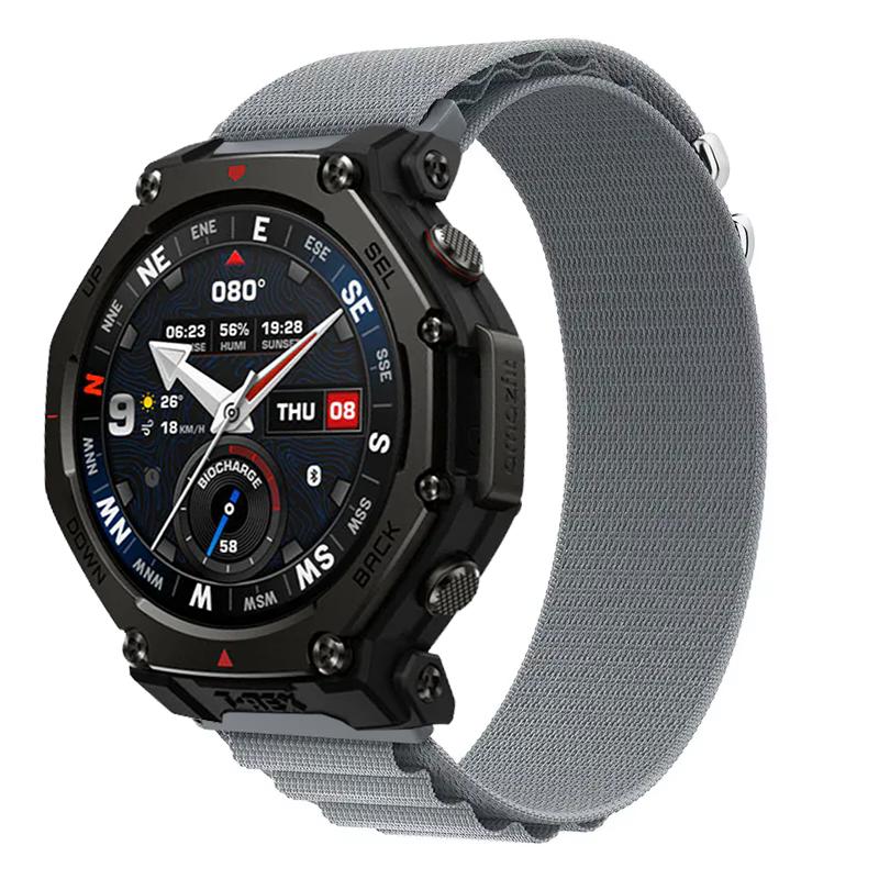 

22mm 20mm Alpine Nylon Strap for Amazfit T-Rex3 Pro 48mm 44mm/Balance 2-1 Sports Wristband For Amazfit Active 2 Band Accessories For width 22mm сірий