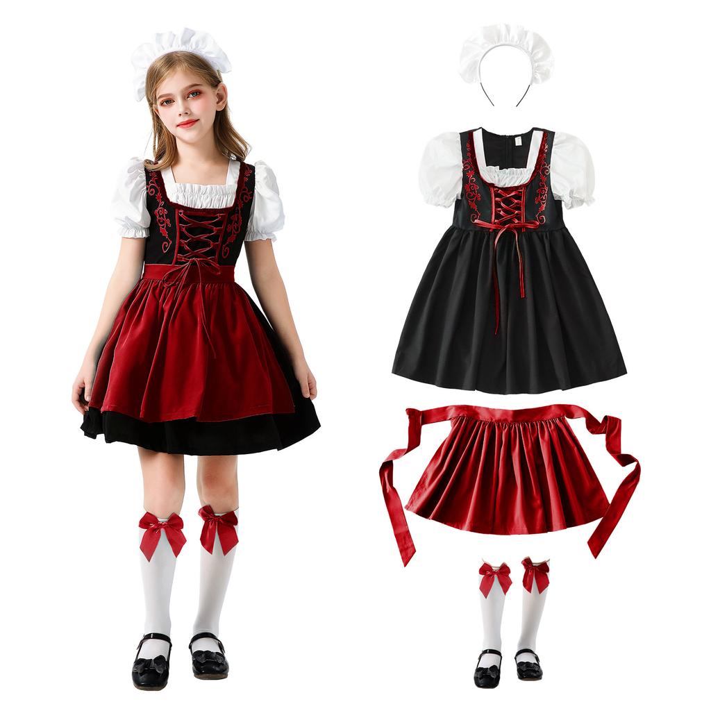 Halloween Bavaria Children's Costume Germany Munich Oktoberfest Maid Dress Girl Dirndl Dress