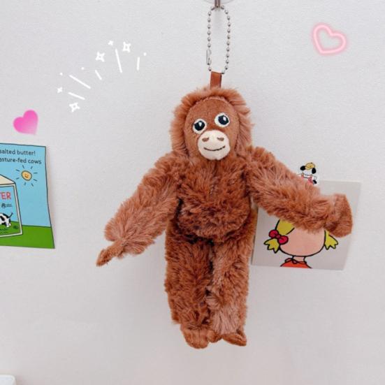 Plysch Orangutang Docka Hänge Mjuk Fluffig Orangutang Nyckelringshänge Gosedjur Ryggsäckshänge för Nyckelring Handväska Skolväska Dekoration
