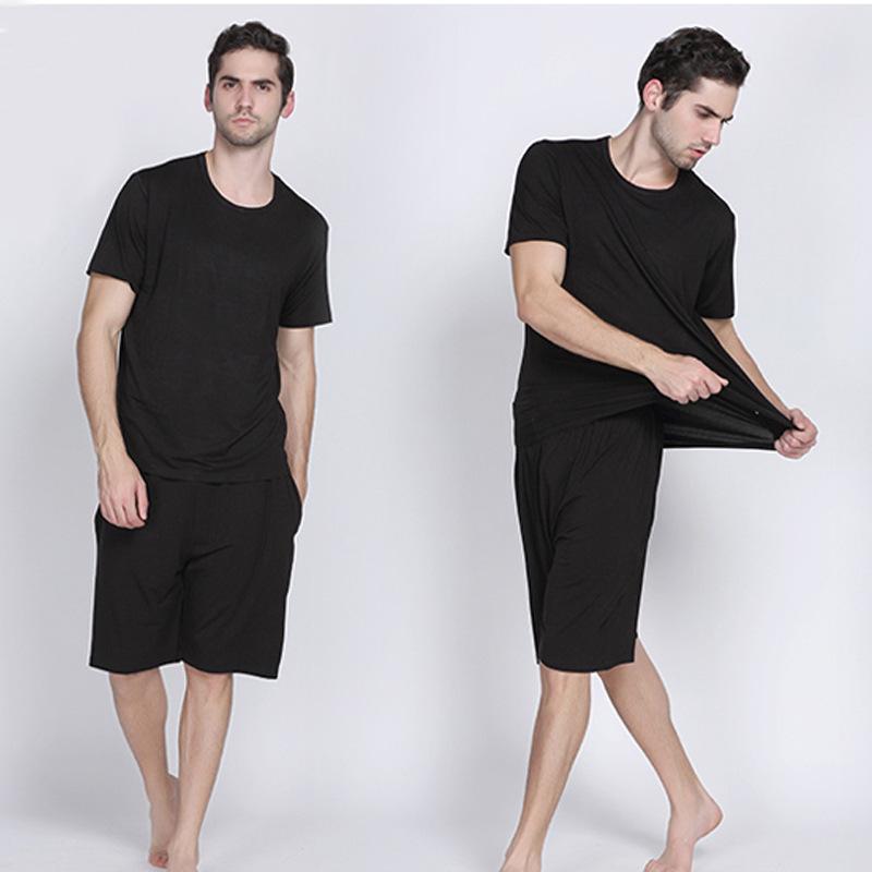 

Men s Bamboo Fiber Pajama Set - Short Sleeve & Shorts for Summer XXL темно-синий