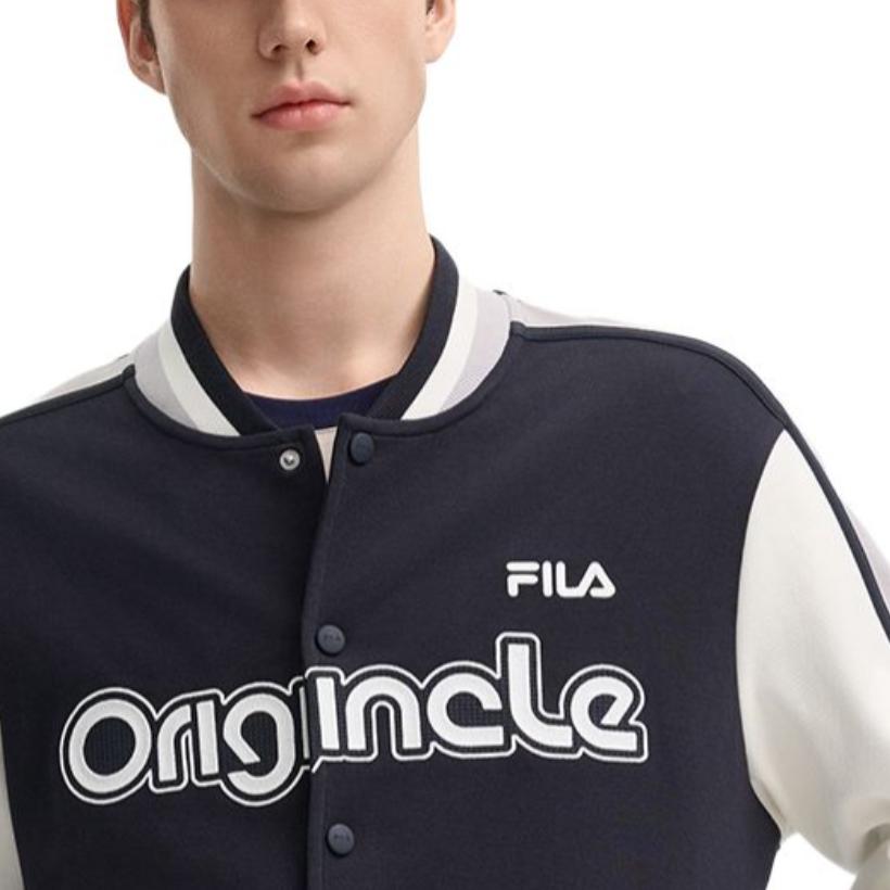 Fila Original Comfortable Casual Color Block Baseball Jacket Men Jackets Legendary-Blue F11M439501F-NV