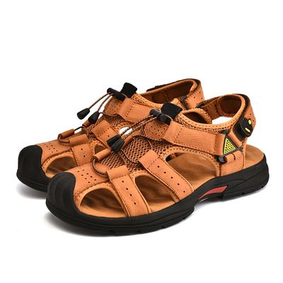 FashionMen's Summer New Leather Sandals Men's Casual Beach Shoes Non-slip Slippers Sandals Men Sandals Genuine Leather Men Sandal Shoes