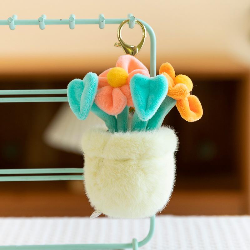 Simulation Healing Plants Tulip Flowers Plush Pendant Cake Keychain Push Gift Wedding Souvenir