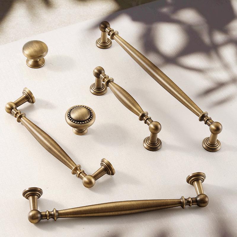 Vintage Brass Furniture Pull Handles Bronze Long Bar Cabinet Door Handles Drawer Knob For Kitchen Wardrobe Cupboard Pulls