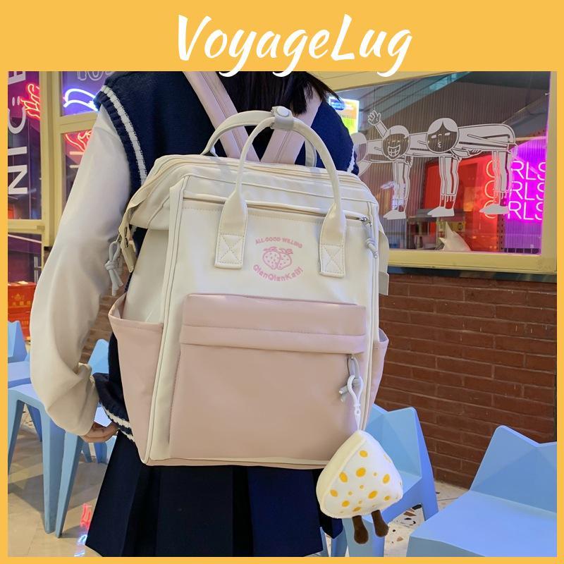 And Letters Strawberry Pattern Versatile Casual Backpack For Students Use Daily