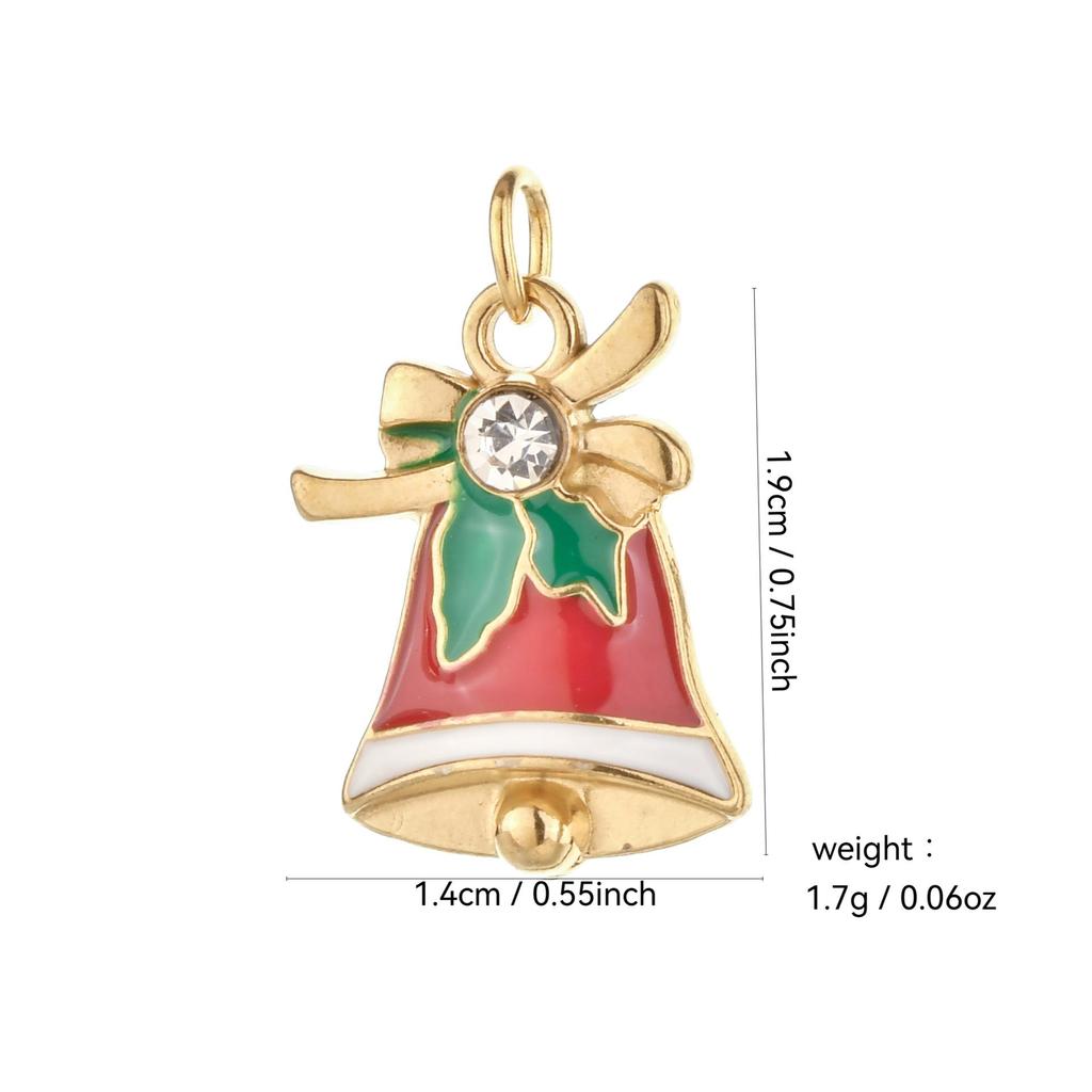 Weihnachts-Schlüsselanhänger aus Edelstahl mit Anhängern von Weihnachtsmann, Schneemann, Glocke und Elch