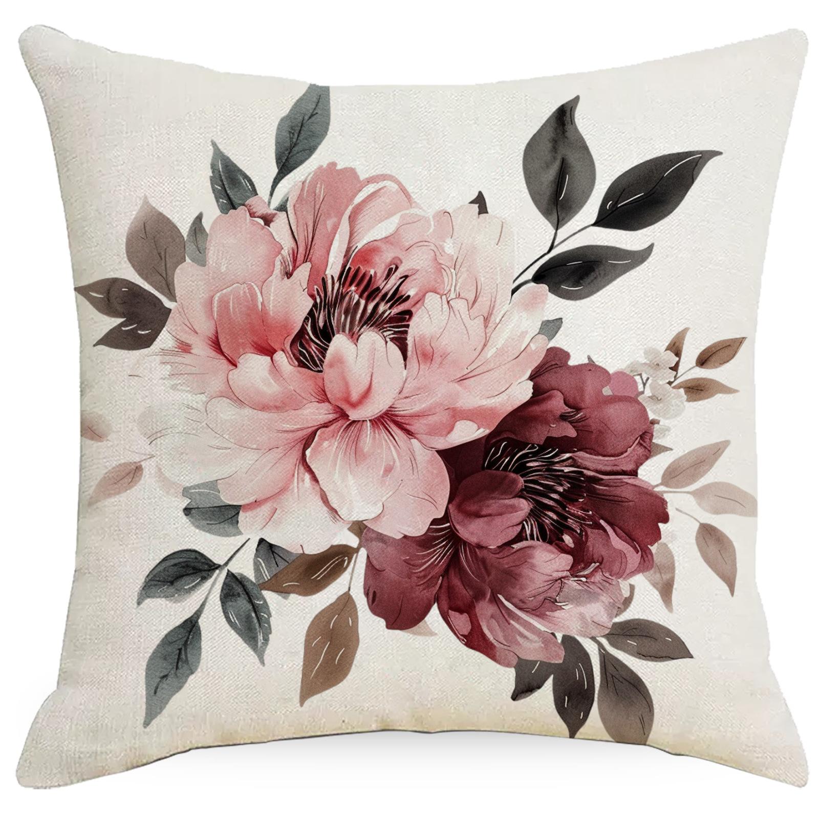 

New Easter Pillow Cover Creative Rabbit Flower And Bird Linen Vintage Printed Pillow Cushion Cover Premium Durable 45 * 45Cm