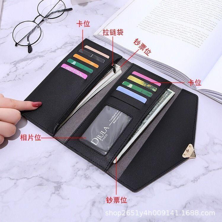 Solid Color Korean Style Slim Women's Long Wallet with Multi-Card Slots and Fresh Coin Purse