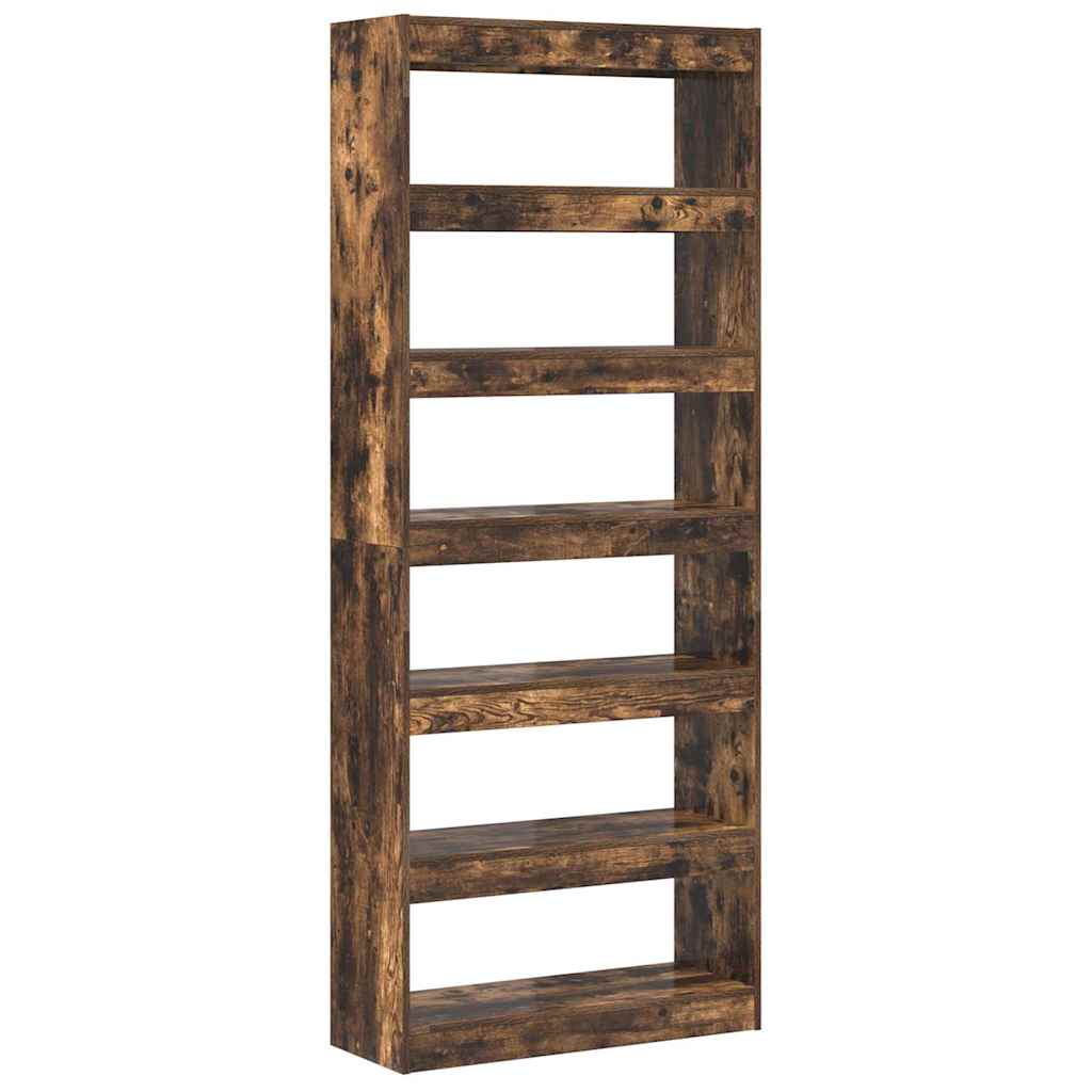 Bookshelf Smoked Oak 80 x 30 x 198 cm Engineered Wood
