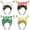 Cute 2027 Happy New Year Headband Sequin Star Strip Headwear Christmas Headpiece  Masquerade Party