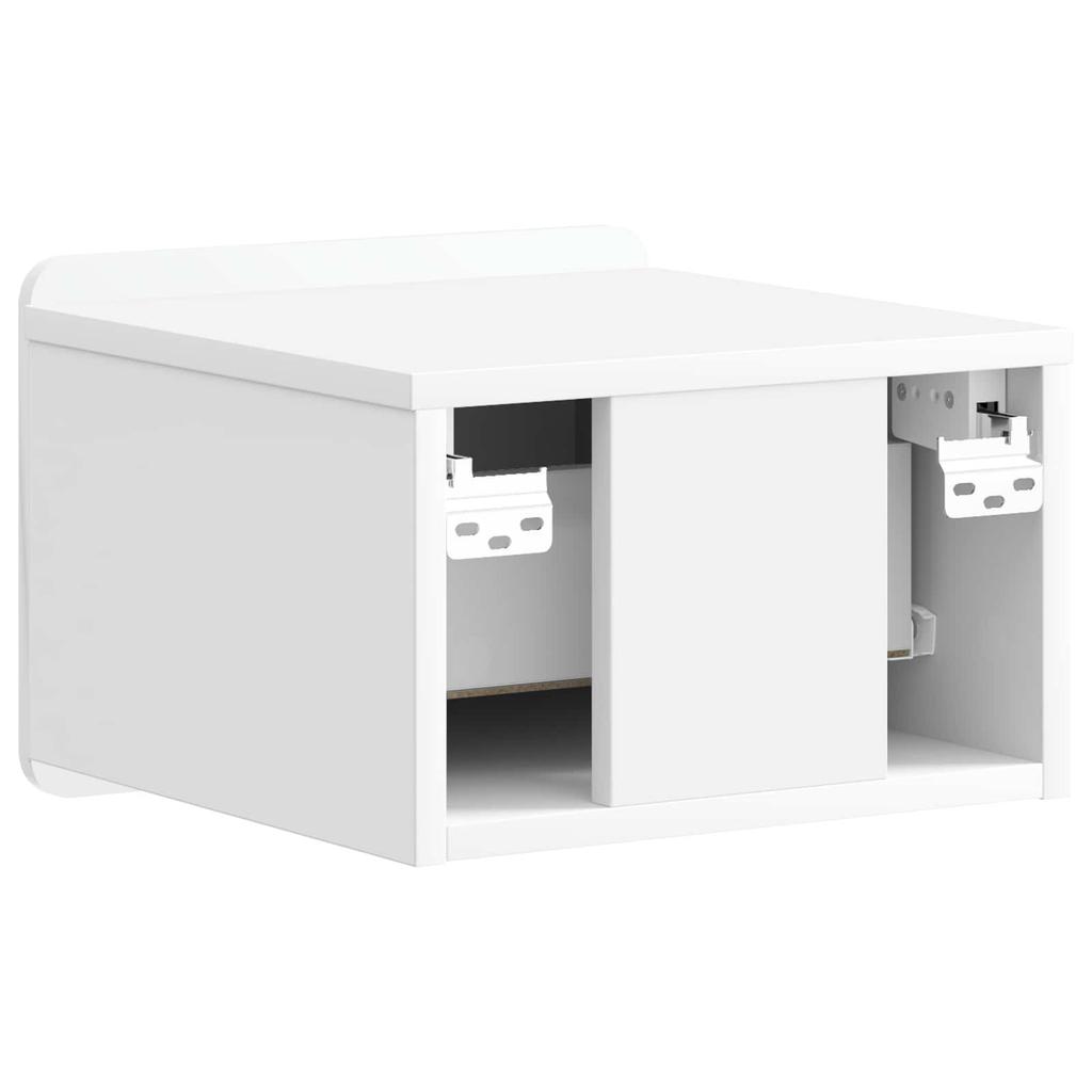 Wall Mounted Nightstand 2 pcs High Gloss White Particleboard