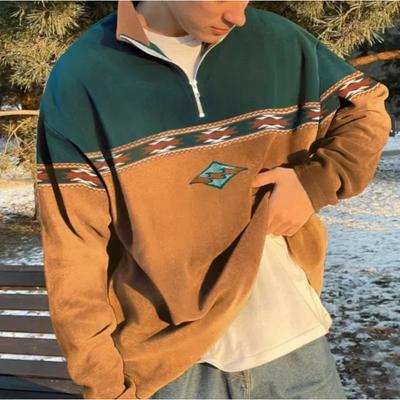 Neues Herbst-Winter Herren Europäisch Amerikanisch Halb-Reißverschluss Lässig Mode Trend Sweatshirt Pullover Langarm Bedrucktes Oberteil