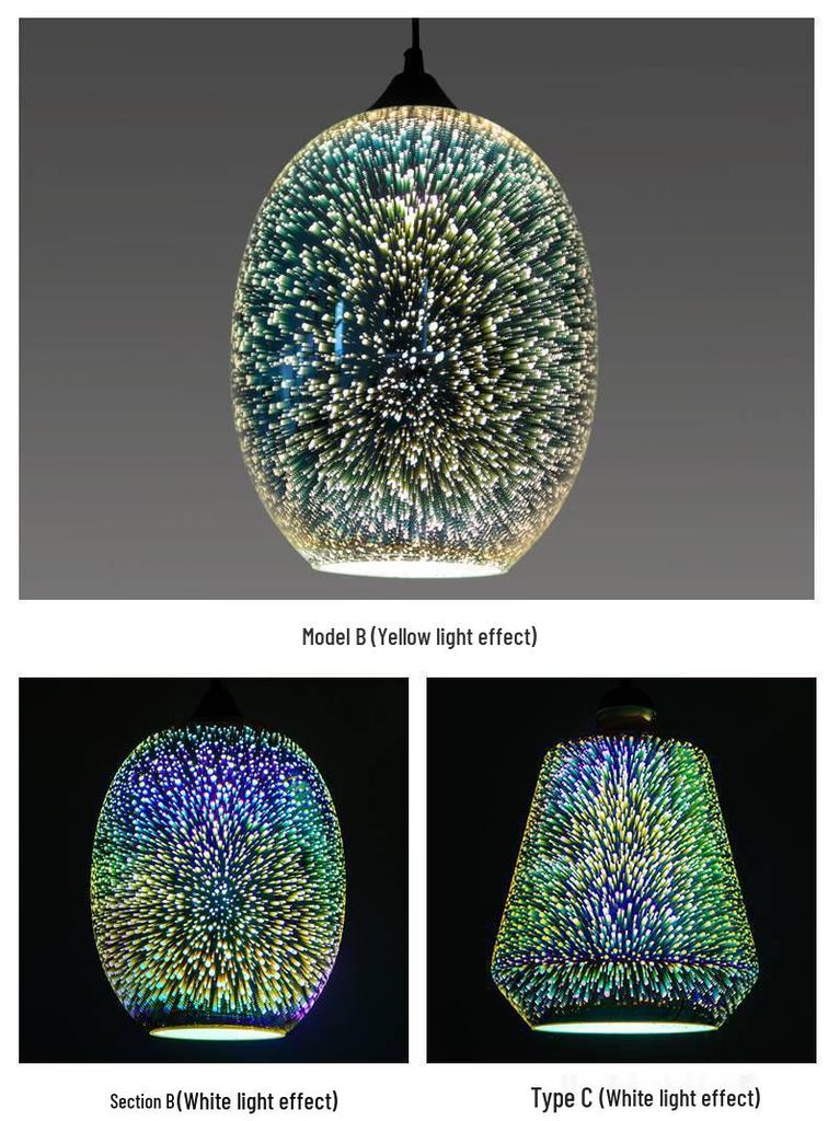 3D Colored Glass Pendant Lamp - Creative Industrial Style LED Lighting for Restaurant & Bar Decor.