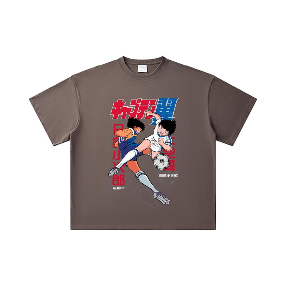 260 GSM Double Yarn 32 Count 100% Cotton Captain Tsubasa V2 Print Unisex Heavy Cotton T Shirt
