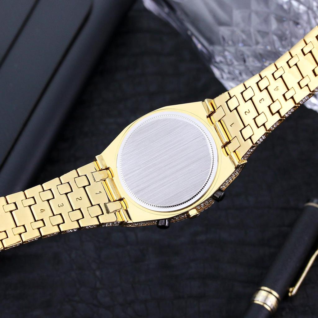 MISSFOX Men's Hip-Hop Fashion Chronograph: Full-Diamond Three-Eye Small Dial Sport Watch