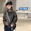 Boys' Casual Leather Coat Spring and Autumn 2026 Children's Handsome Fashion Jacket