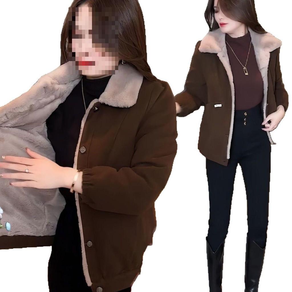 Warm Plush-Lined Jacket for Petite Women - 2025 Winter Fashion: Loose, Versatile, Thick Cotton Outerwear