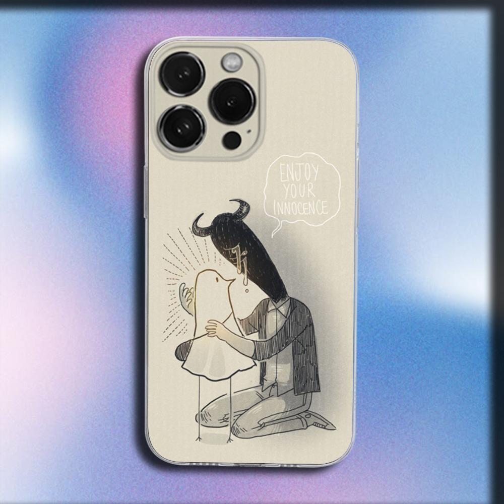 Goodnight P-Punpun Phone Case For iPhone 16,15,14,13,12,11 Plus,Pro,Max,XR,XS,X,Plus,SE,Mini Transparent Soft Cover