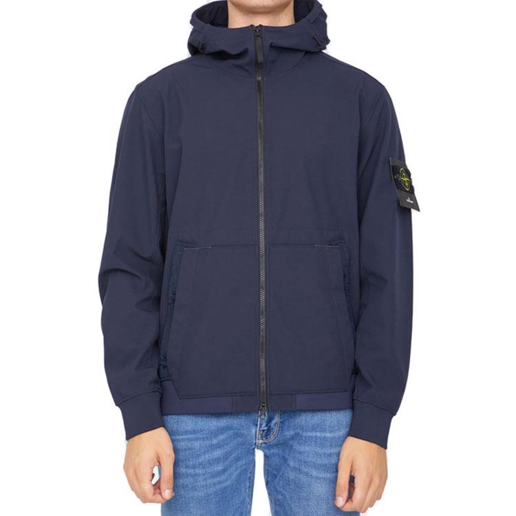 STONE ISLAND FW22 Solid Color Zip Loose Fit Hooded Long Sleeve Jacket Men Jacket Dark-Blue 7715Q0122-V0020