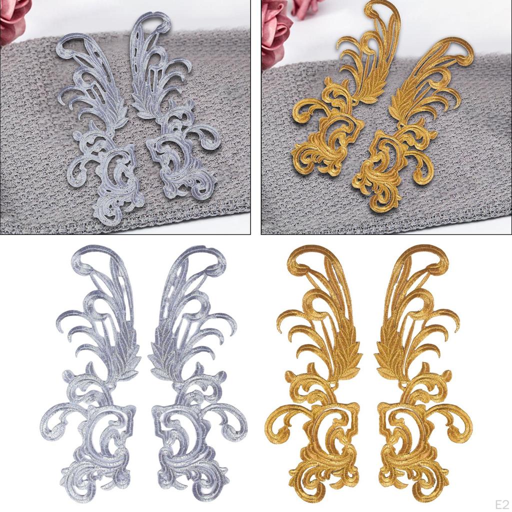 2 Pieces Sewing Craft Decoration Lace 3D DIY Appliques Sticker for Crafting Clothing Bridal Jeans