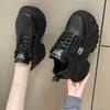 Fashion White Black Chunky Sneakers Women Spring Autumn Thick Bottom Shoes Woman Fashion PU Leather Platform Casual Sneakers Ladies