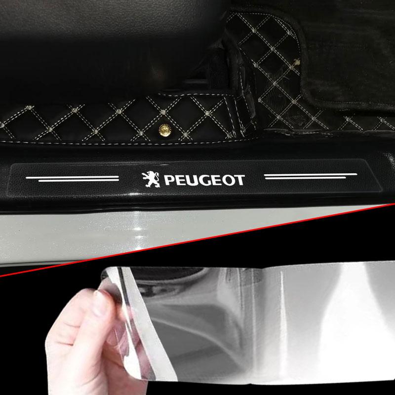 4X Auto Schwellerschutz Transparent Dekorative 3D Aufkleber Für Peugeot 308 408 508 RCZ 208 3008 2008 206 207 108 406 407 408 206 207 208 306 307