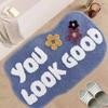 Cartoon Letter Imitation Cashmere Floor Mat for Home Use, Dirt Resistant Floor Mat for Bathroom, Absorbent Foot Mat