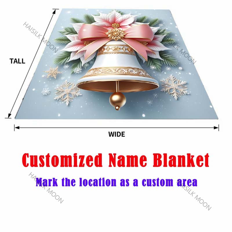 1PC Christmas Elements Pink Flower Bells Blanket Warm Soft Fluffy Kids Adults Sofa Bed Throw Blanket for Home Camping Trips